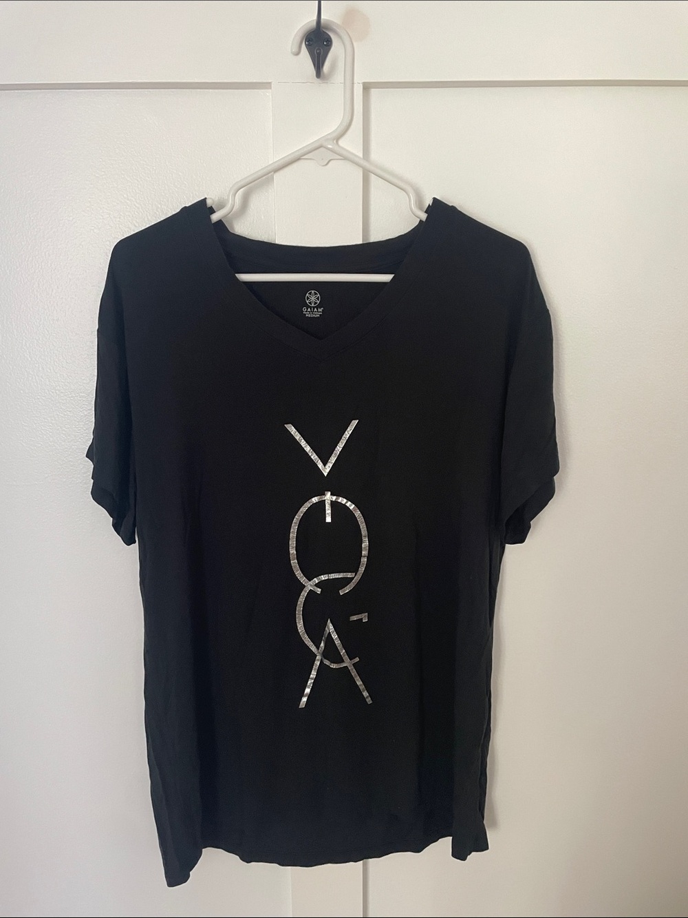 Yoga Black Short-Sleeve V-Neck